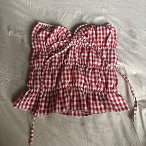 Edikted Red and White Gingham Top
